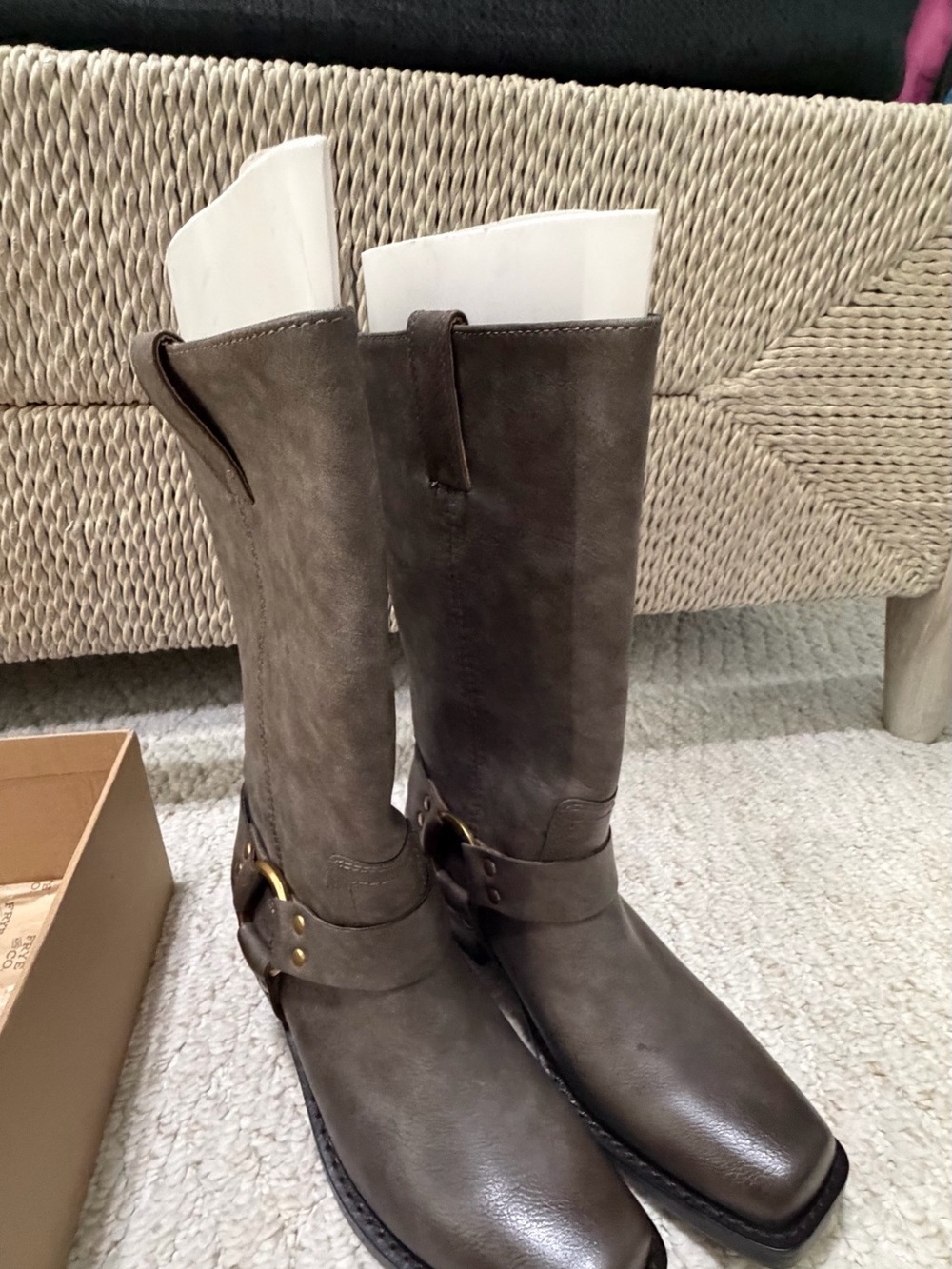 FRYE AND CO. Women’s Smoke Lorrie Harness Mid-Calf Leather Boots - Picture 7 of 11